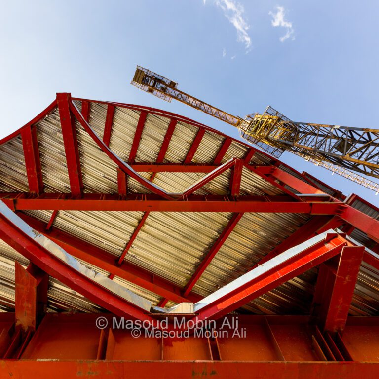 عکاسی عمرانی اسکلت فلزی با جرثقیل